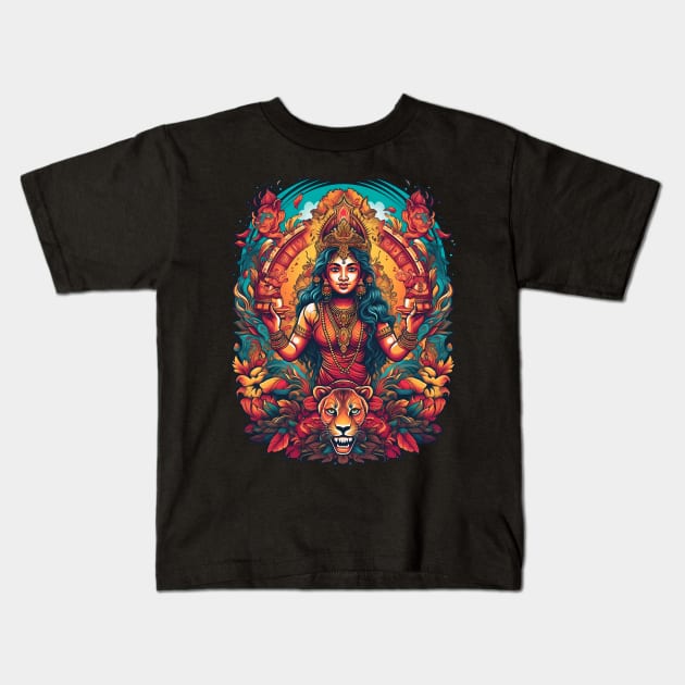 Durga - The Goddess of Strength and Protection Kids T-Shirt by Quick Beach